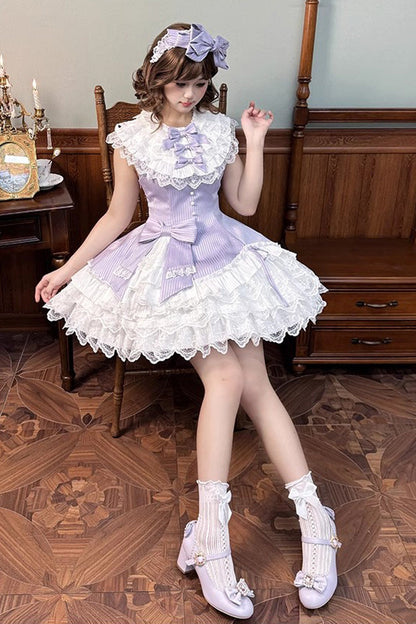 Sweet Lolita Dress - Miss Tsundere, Purple, Lace Trim, Ruffled, Layered - additional product view 9
