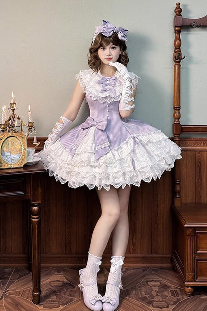 Sweet Lolita Dress - Miss Tsundere, Purple, Lace Trim, Ruffled, Layered - additional product view 11