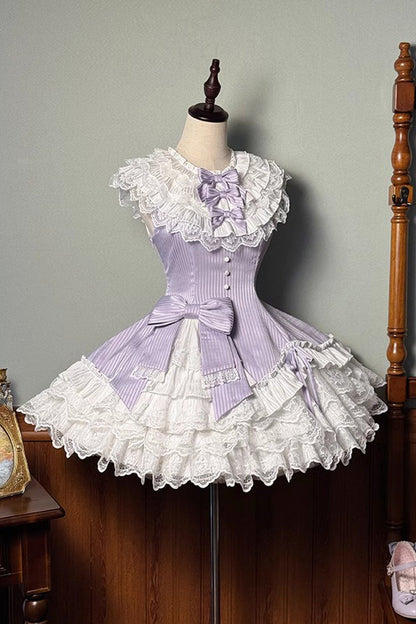 Sweet Lolita Dress - Miss Tsundere, Purple, Lace Trim, Ruffled, Layered - main product image