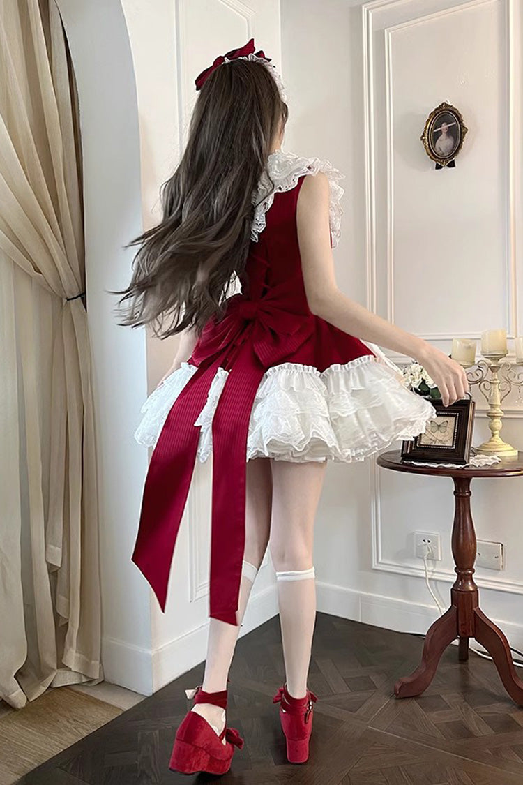 Sweet Lolita Dress - Miss Tsundere, Red, Bow Detail, Lace Trim, Ruffled - additional product view 6