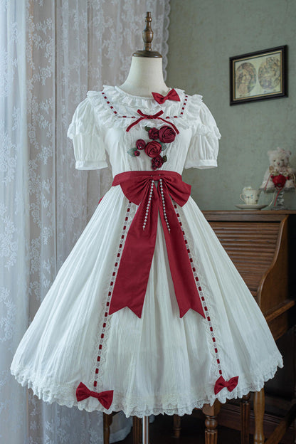 Sweet Lolita Dress - Moon Mist Poetry, 2 Colors, Bow Detail, Ruffled - main product image