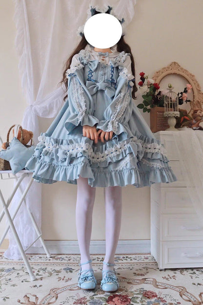 Sweet Lolita Dress - Multi-color, 3 Colors, Bow Detail, Ruffled, Embroidered - additional product view 6