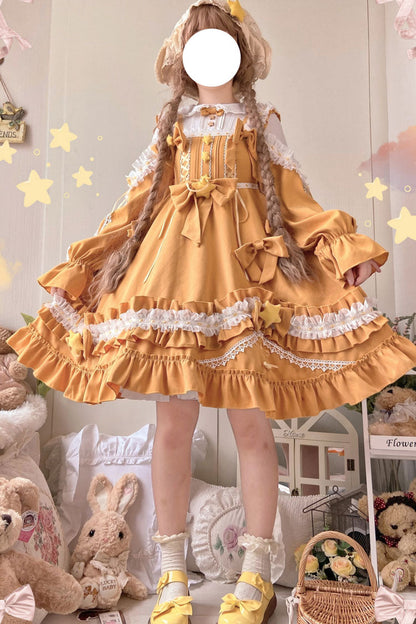 Sweet Lolita Dress - Multi-color, 3 Colors, Bow Detail, Ruffled, Embroidered - main product image