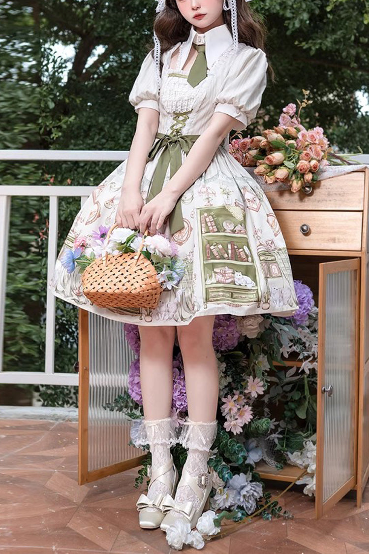 Sweet Lolita Dress - Multi-Color, Bow Detail, Printed - Tea Party Dress - main product image