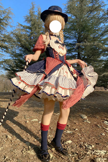 Sweet Lolita Dress - Multi-color Circus, Multi-Color, Printed, Bow Detail, Ruffled - additional product view 3