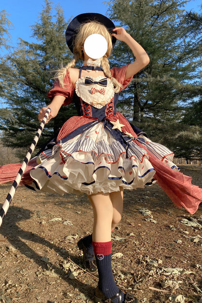 Sweet Lolita Dress - Multi-color Circus, Multi-Color, Printed, Bow Detail, Ruffled - additional product view 4