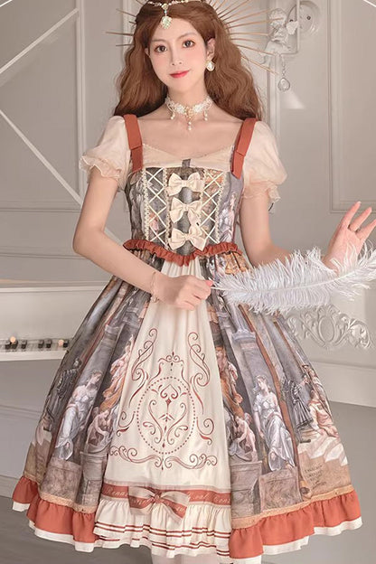 Sweet Lolita Dress - Multi-color Constantine Oil, Multi-Color, Classic Style, Bow Detail - additional product view 2