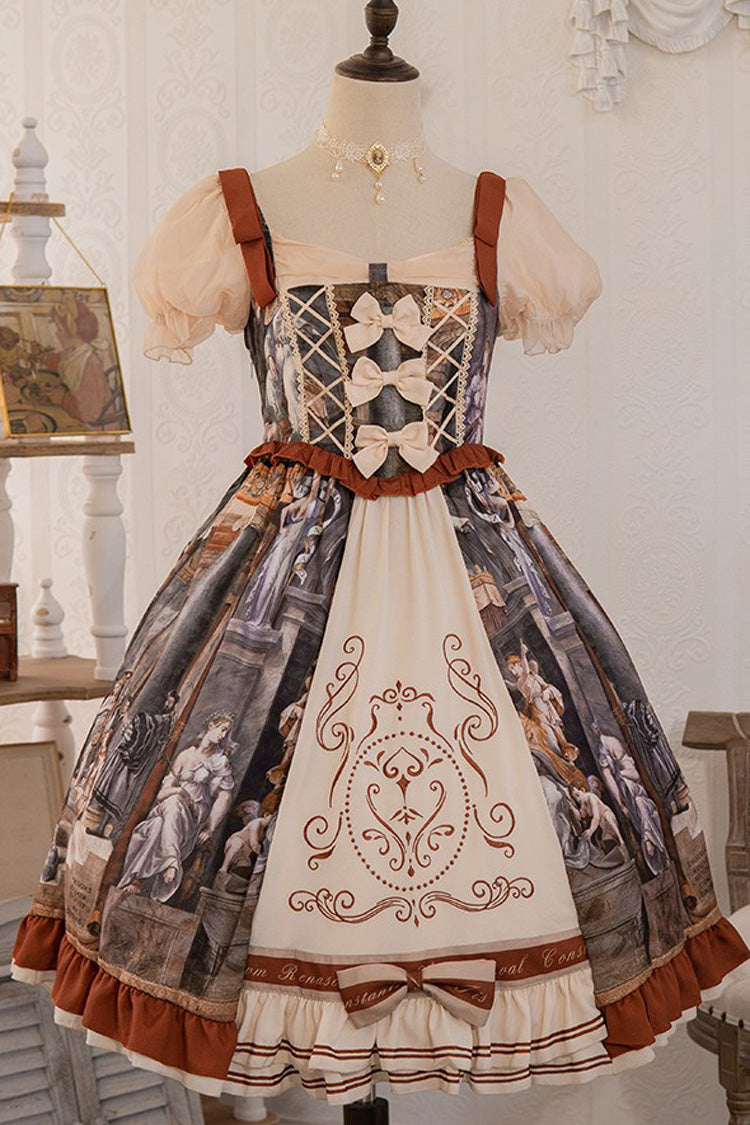 Sweet Lolita Dress - Multi-color Constantine Oil, Multi-Color, Classic Style, Bow Detail - additional product view 3