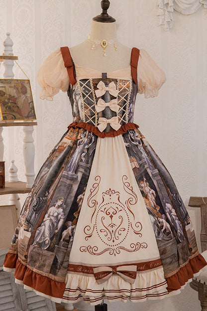 Sweet Lolita Dress - Multi-color Constantine Oil, Multi-Color, Classic Style, Bow Detail - additional product view 3
