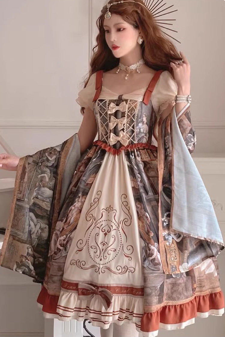 Sweet Lolita Dress - Multi-color Constantine Oil, Multi-Color, Classic Style, Bow Detail - additional product view 4