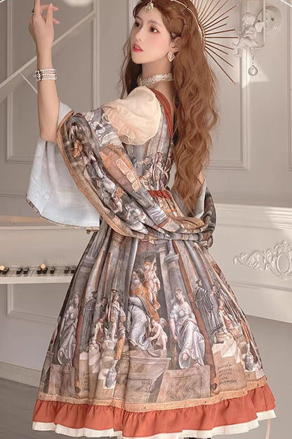 Sweet Lolita Dress - Multi-color Constantine Oil, Multi-Color, Classic Style, Bow Detail - additional product view 5