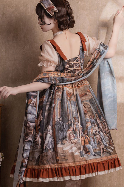 Sweet Lolita Dress - Multi-color Constantine Oil, Multi-Color, Classic Style, Bow Detail - additional product view 6