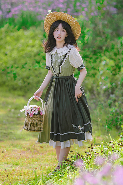 Sweet Lolita Dress - Multi-color Doll Collar, Multi-Color, Classic Style, Embroidered - additional product view 6