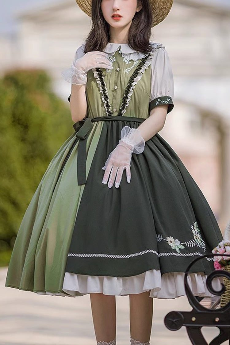 Sweet Lolita Dress - Multi-color Doll Collar, Multi-Color, Classic Style, Embroidered - main product image