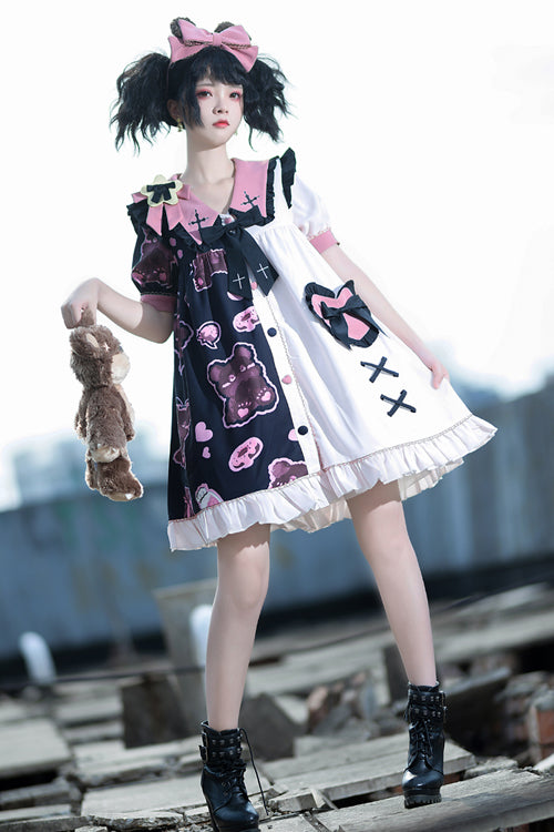 Sweet Lolita Dress - Multi-color Lapel Collar, Multi-Color, Printed - additional product view 2