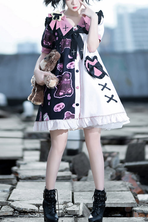 Sweet Lolita Dress - Multi-color Lapel Collar, Multi-Color, Printed - main product image