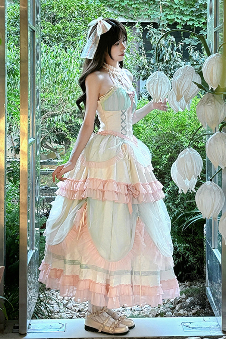 Sweet Lolita Dress - Multi-color Mermaid Halterneck, Multi-Color, Lace-Up, Bow Detail - additional product view 5