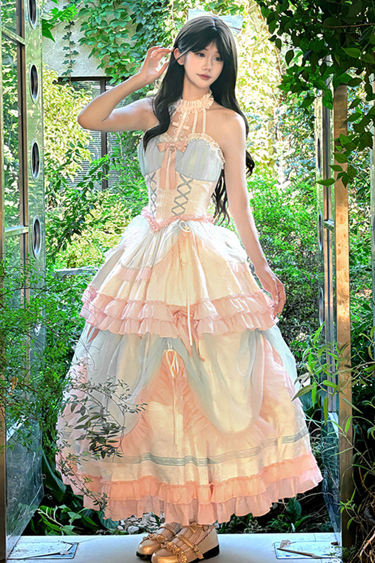 Sweet Lolita Dress - Multi-color Mermaid Halterneck, Multi-Color, Lace-Up, Bow Detail - additional product view 6