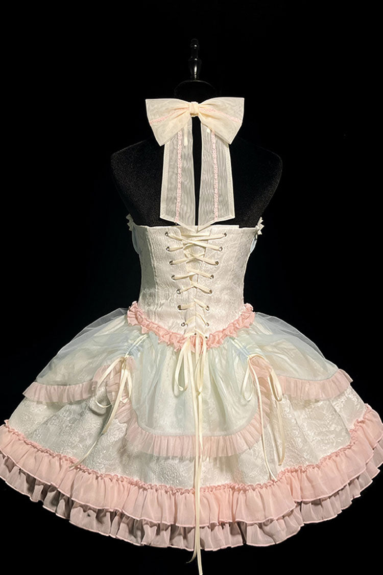 Sweet Lolita Dress - Multi-color Mermaid Halterneck, Multi-Color, Lace-Up, Bow Detail - additional product view 8