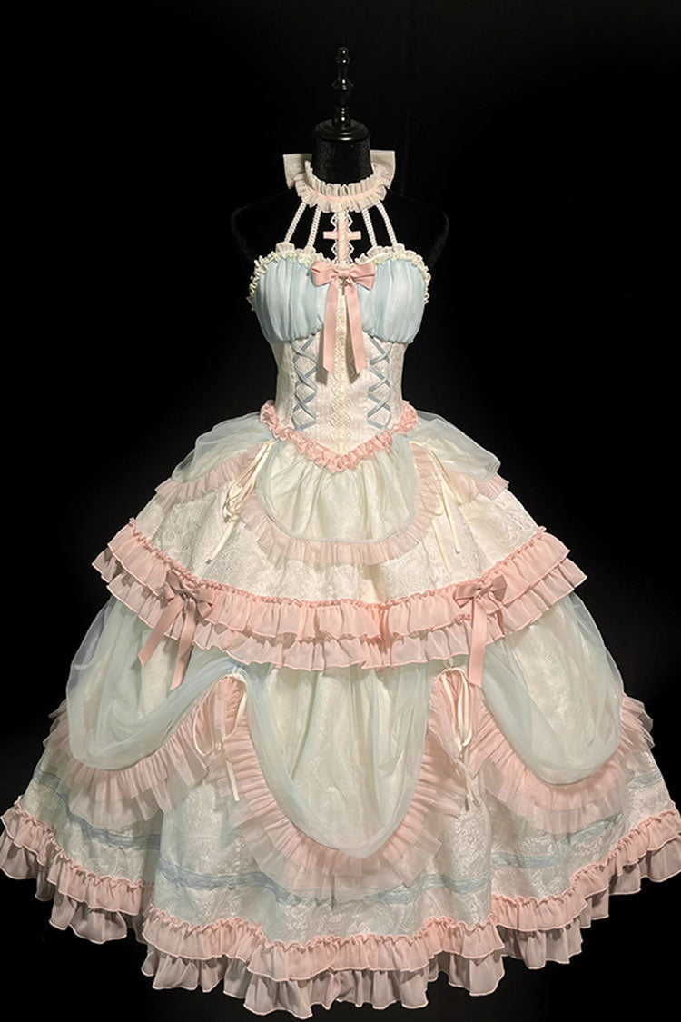 Sweet Lolita Dress - Multi-color Mermaid Halterneck, Multi-Color, Lace-Up, Bow Detail - additional product view 9