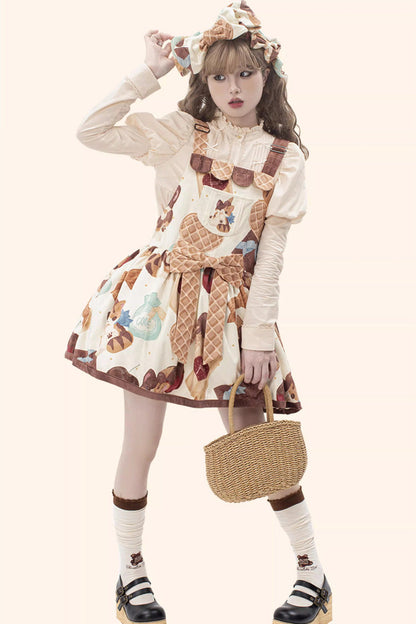 Sweet Lolita Dress - Multi-Color, Printed, Bow Detail - Tea Party Dress - additional product view 2