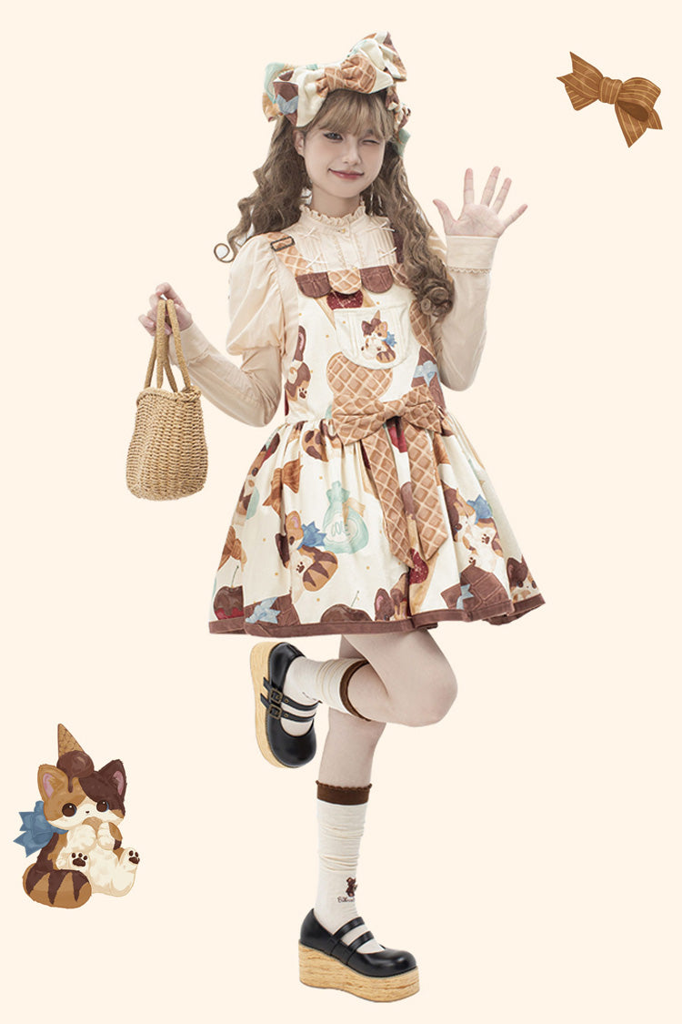 Sweet Lolita Dress - Multi-Color, Printed, Bow Detail - Tea Party Dress - additional product view 3