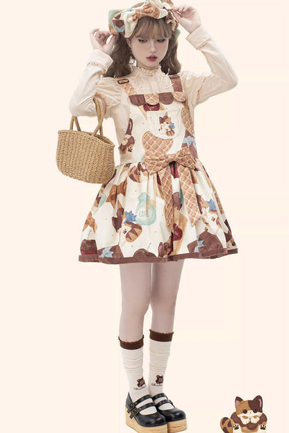 Sweet Lolita Dress - Multi-Color, Printed, Bow Detail - Tea Party Dress - additional product view 4