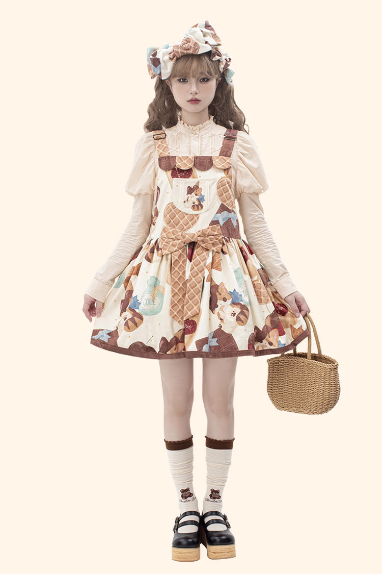 Sweet Lolita Dress - Multi-Color, Printed, Bow Detail - Tea Party Dress - additional product view 5