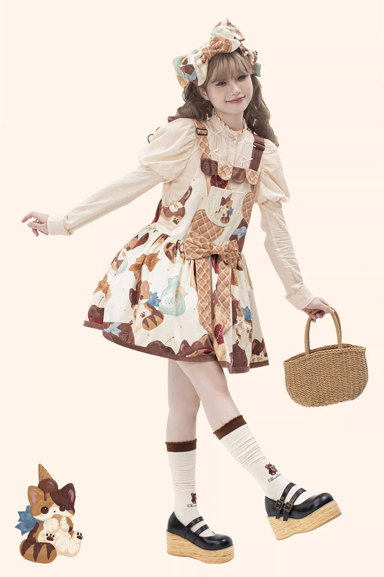 Sweet Lolita Dress - Multi-Color, Printed, Bow Detail - Tea Party Dress - additional product view 6