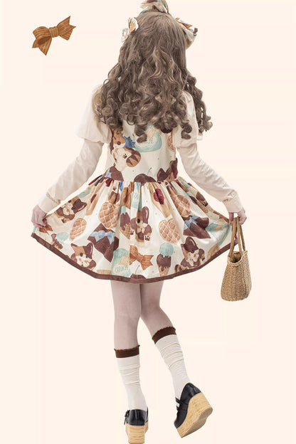 Sweet Lolita Dress - Multi-Color, Printed, Bow Detail - Tea Party Dress - additional product view 8