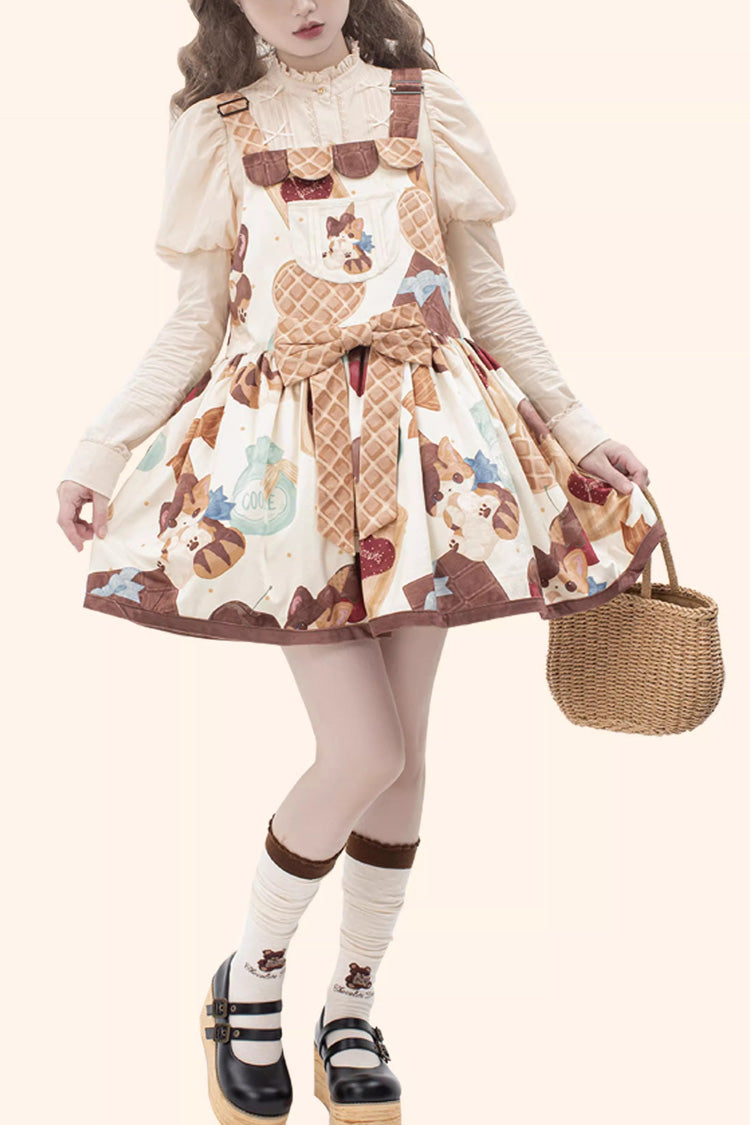 Sweet Lolita Dress - Multi-Color, Printed, Bow Detail - Tea Party Dress - main product image