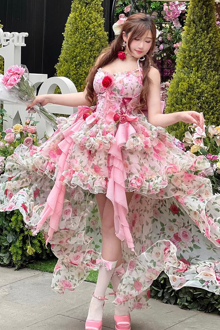 Sweet Lolita Dress - Multi-color Rose Print, Pink, Printed - Tea Party Dress - additional product view 3