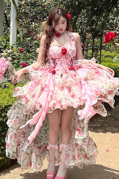 Sweet Lolita Dress - Multi-color Rose Print, Pink, Printed - Tea Party Dress - additional product view 4