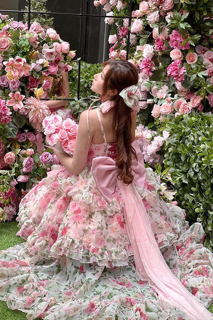 Sweet Lolita Dress - Multi-color Rose Print, Pink, Printed - Tea Party Dress - additional product view 6
