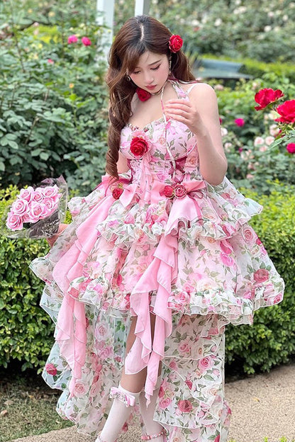 Sweet Lolita Dress - Multi-color Rose Print, Pink, Printed - Tea Party Dress - additional product view 9