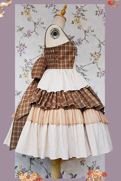 Sweet Lolita Dress - Multi-color Triple-layered Print, 5 Colors, Classic Style, Bow Detail - additional product view 2