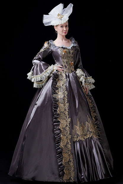 Sweet Lolita Dress - Multi-layer, 3 Colors, High Waist, Victorian Style, Printed - S Coffee / M Coffee / L Coffee option