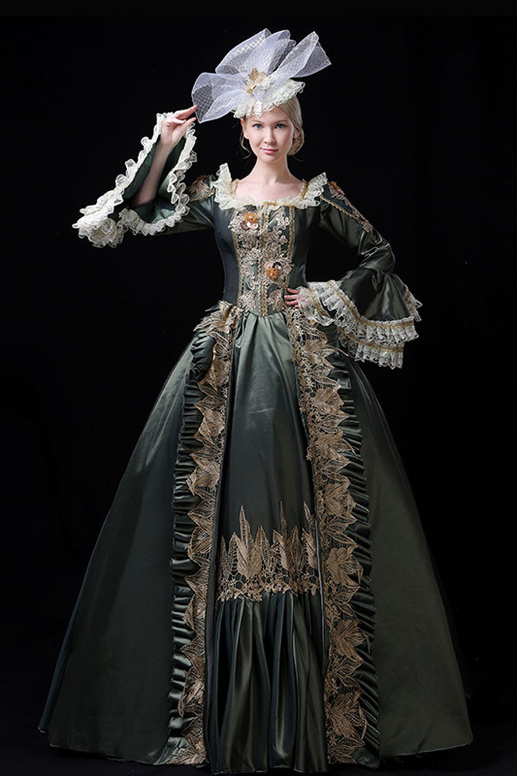 Sweet Lolita Dress - Multi-layer, 3 Colors, High Waist, Victorian Style, Printed - S Green / M Green / L Green option