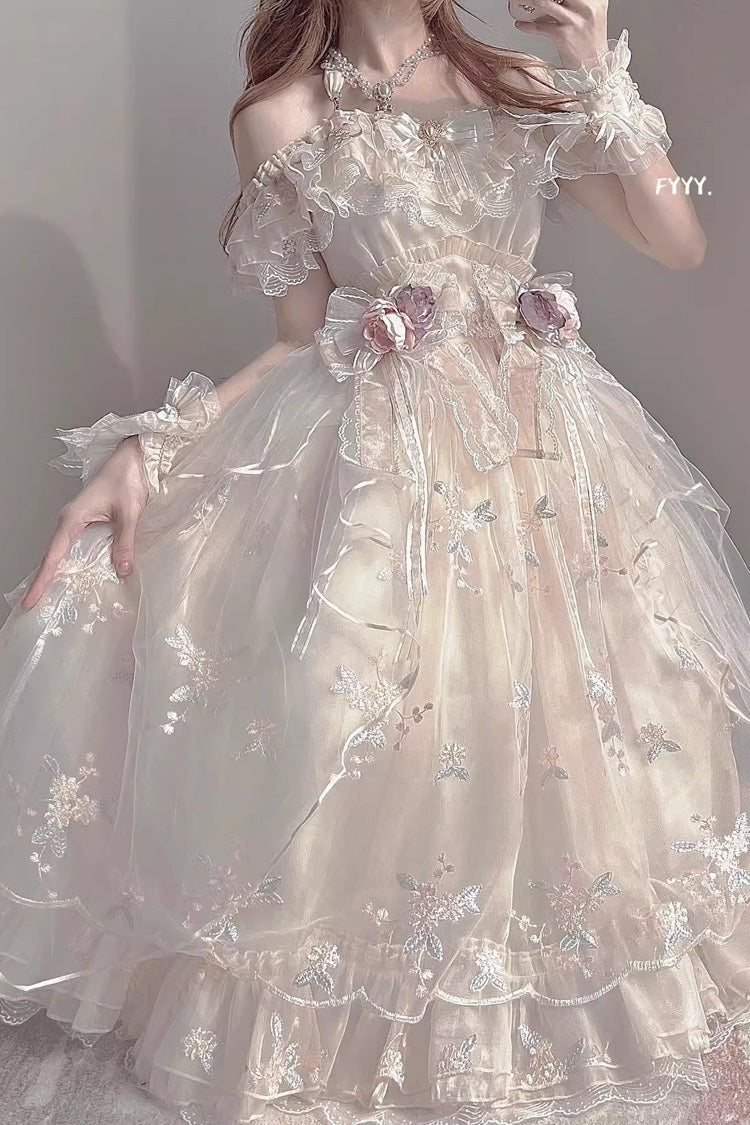 Sweet Lolita Dress - Multi-layer Hanayome Bowknot, Ivory, Bow Detail - additional product view 2