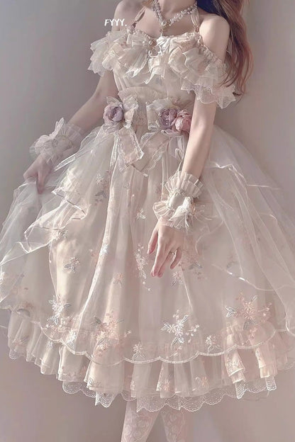 Sweet Lolita Dress - Multi-layer Hanayome Bowknot, Ivory, Bow Detail - additional product view 3