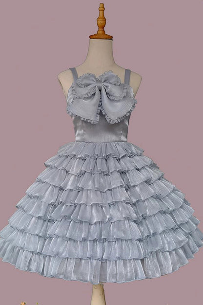 Sweet Lolita Dress - Multi-layer Plaid Print, 3 Colors, Plaid, Bow Detail, Ruffled - additional product view 3