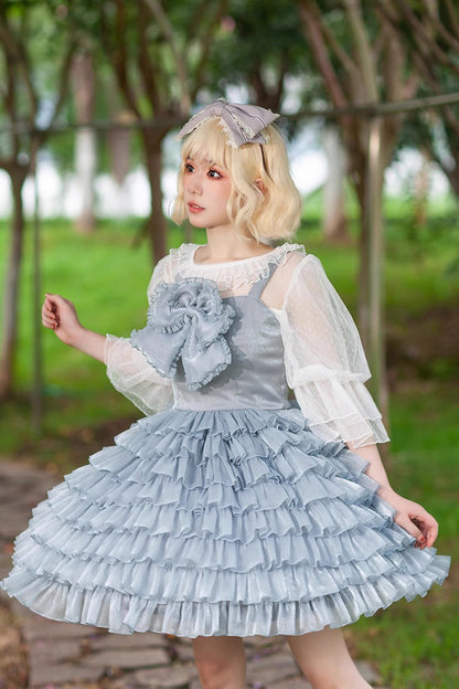 Sweet Lolita Dress - Multi-layer Plaid Print, 3 Colors, Plaid, Bow Detail, Ruffled - additional product view 12