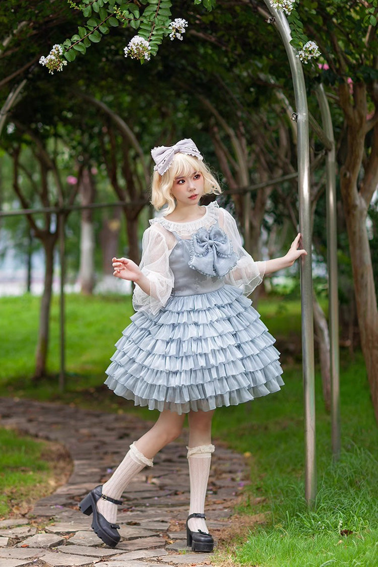 Sweet Lolita Dress - Multi-layer Plaid Print, 3 Colors, Plaid, Bow Detail, Ruffled - additional product view 13