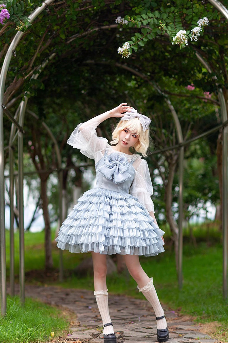 Sweet Lolita Dress - Multi-layer Plaid Print, 3 Colors, Plaid, Bow Detail, Ruffled - additional product view 14