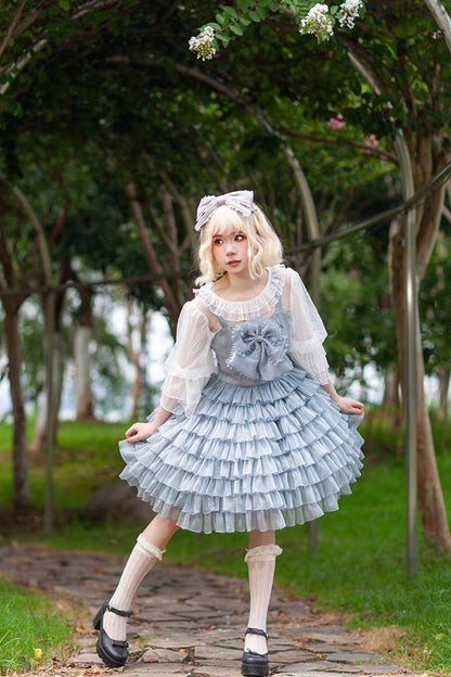 Sweet Lolita Dress - Multi-layer Plaid Print, 3 Colors, Plaid, Bow Detail, Ruffled - additional product view 15