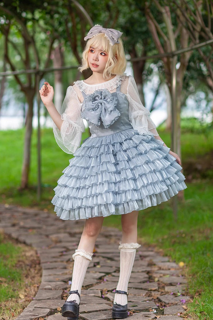 Sweet Lolita Dress - Multi-layer Plaid Print, 3 Colors, Plaid, Bow Detail, Ruffled - main product image