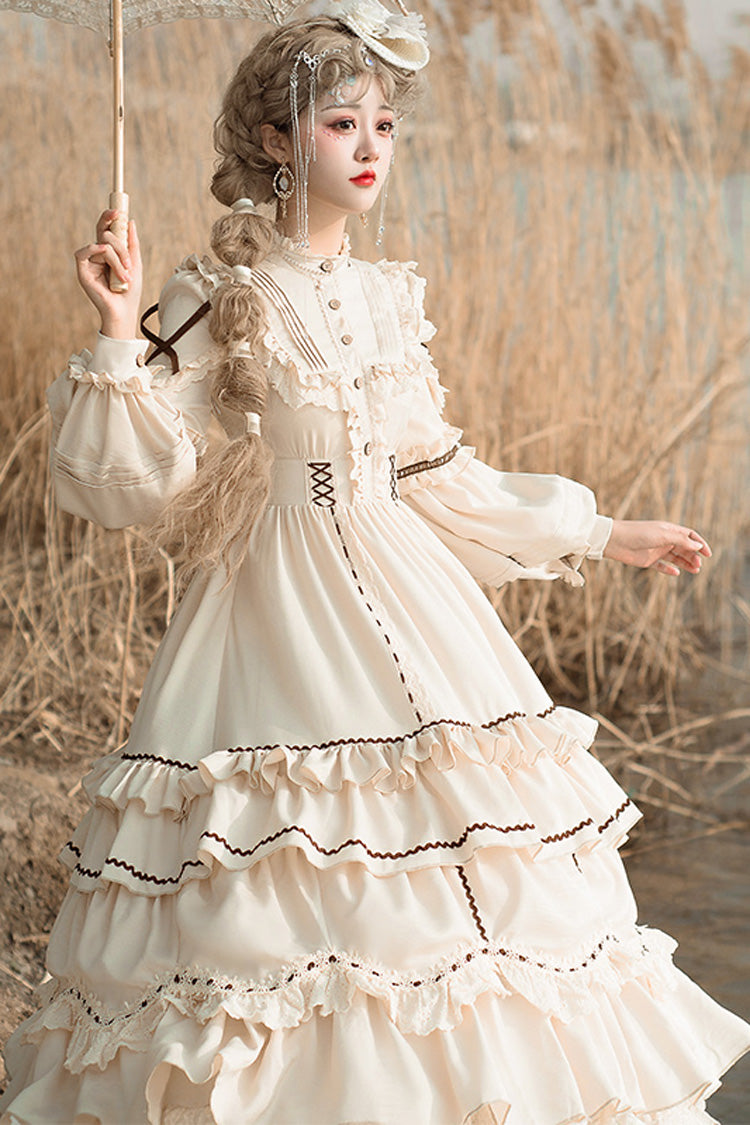 Sweet Lolita Dress - Multi-layer Ruffle Shepherdess, Ivory, Ruffled, Long Sleeves - additional product view 2