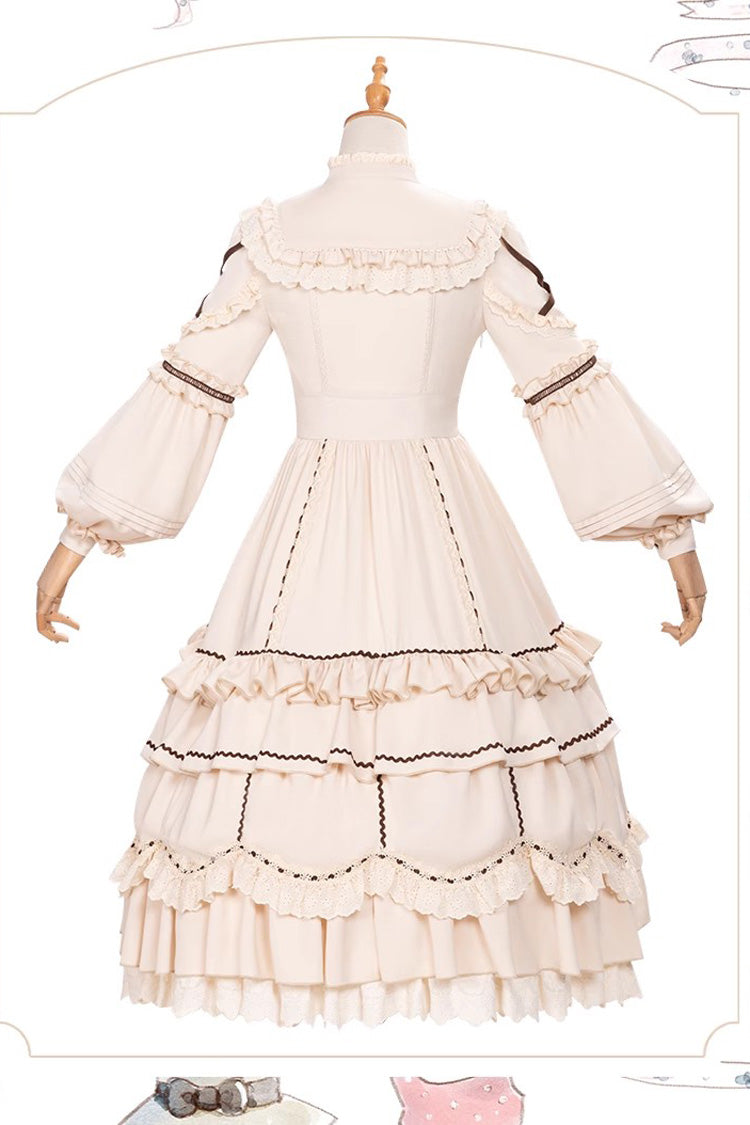 Sweet Lolita Dress - Multi-layer Ruffle Shepherdess, Ivory, Ruffled, Long Sleeves - additional product view 4