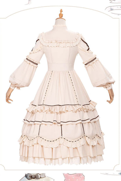 Sweet Lolita Dress - Multi-layer Ruffle Shepherdess, Ivory, Ruffled, Long Sleeves - additional product view 4
