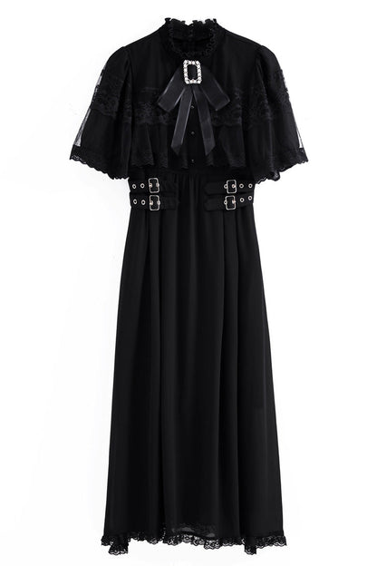 Sweet Lolita Dress - Multi-layered Lace Slim Jirai, 4 Colors, Lace Trim - S Black / M Black / L Black option